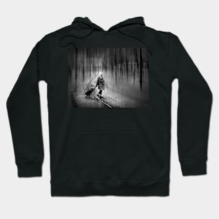 Old Lady with Bag Crossing Tramlines Hoodie